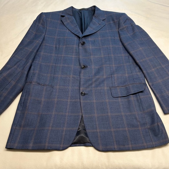 Trussini Other - Trussini Boyds Philadelphia Mens 42R Blue Glen Plaid 100% Wool Blazer Italy